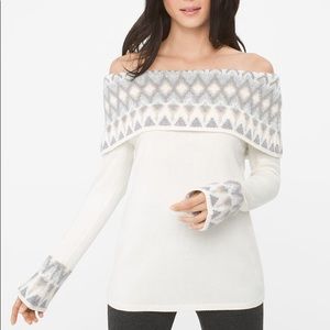 WHBM off the shoulder pearl sweater